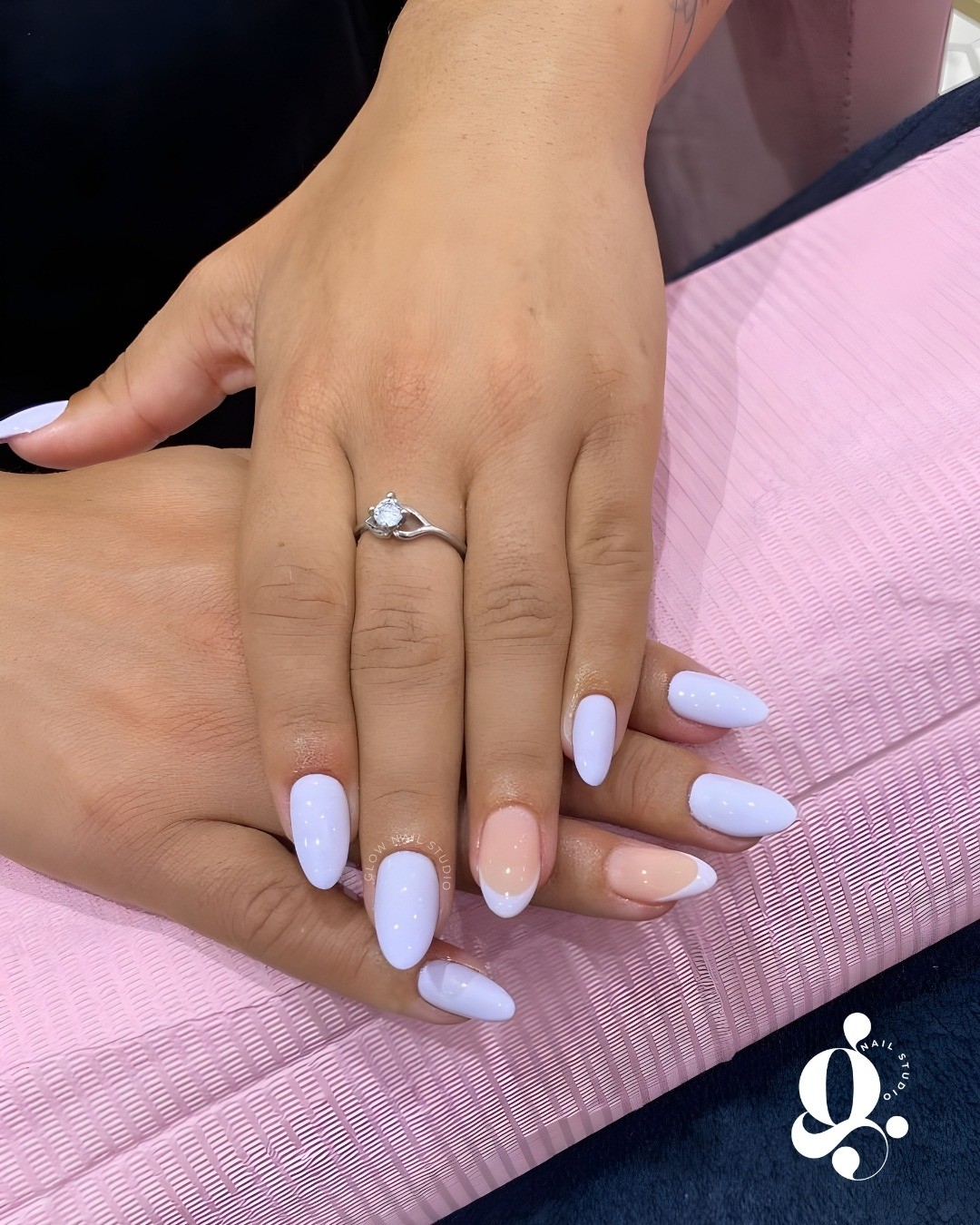 Pastel lilac nails created at Glow Nail Studio